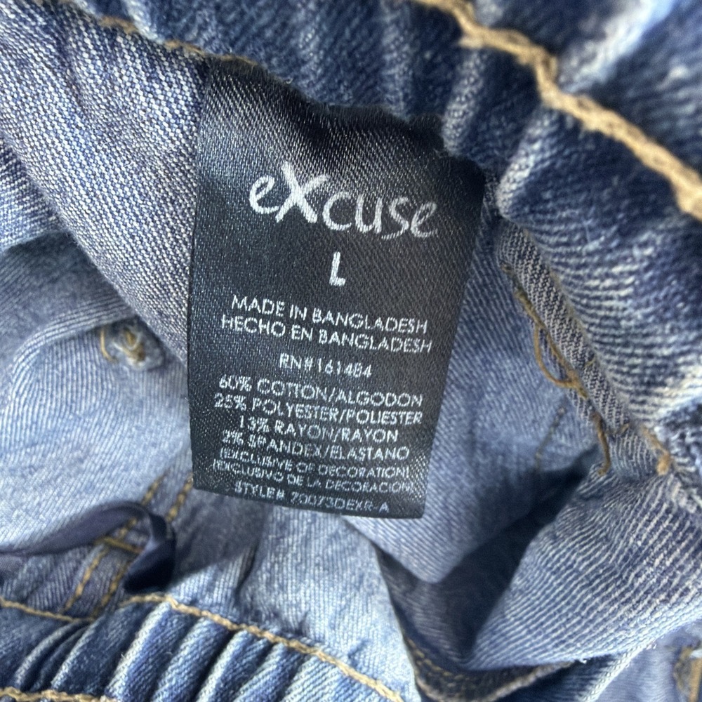 Excuse Jeans Womens Size L 30x28 Blue Straight Elastic Waist Cargo Pockets Baggy - Picture 5 of 9